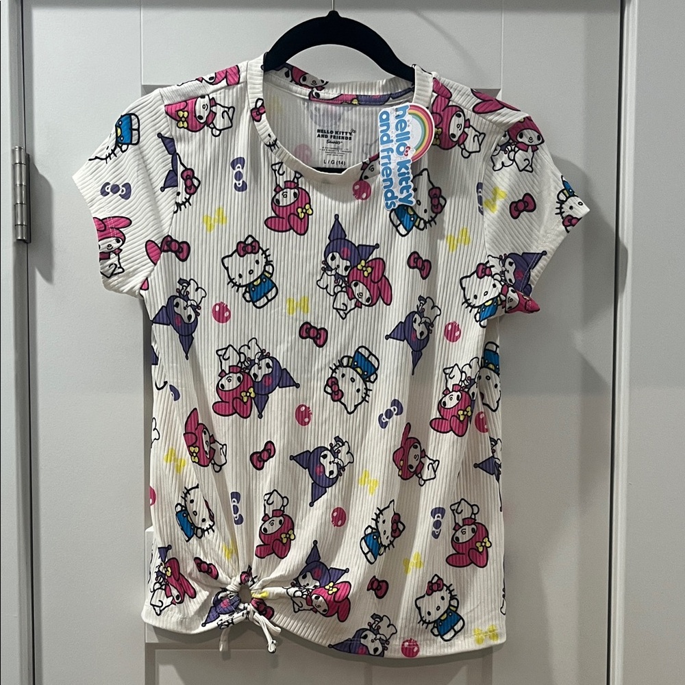 Hello Kitty Sanrio Large 14 NWT Girls Blouse Cream Kuromi My Melody Hello Kitty